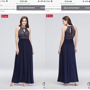 Morgan and Co 12089 lace keyhole halter dress